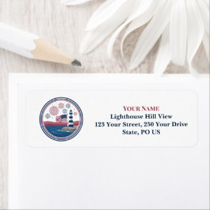 Patriotischer Leuchtturm Amerikanische Flagge Rot 