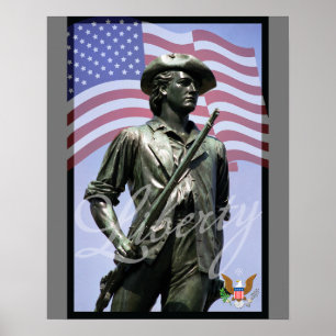 Patriotischer Liberty Minuteman mit Verteidigungss Poster