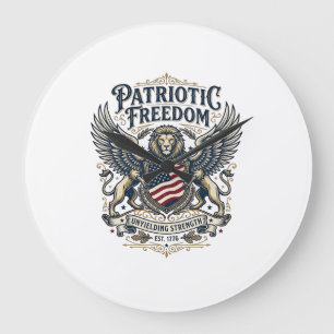 Patriotischer Löwe Adler Wächter Tier Hybrid Patri Große Wanduhr