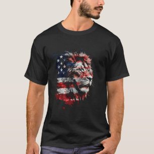 Patriotischer Löwe Amerikanische Flagge 4. Juli Af T-Shirt