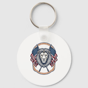 Patriotischer Löwe mit amerikanischen Flaggen Vint Schlüsselanhänger