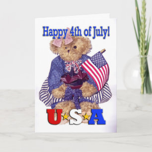 Patriotischer Mädchenbär - Frohes 4. Juli! Karte