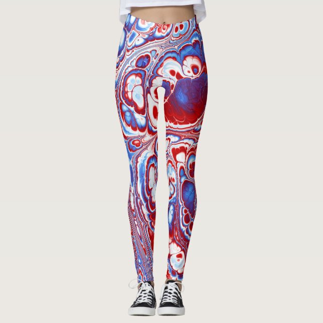Patriotischer Marmor-Fluss Abstract Leggings (Vorderseite)