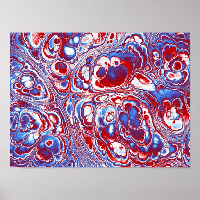 Patriotischer Marmor-Fluss Abstract Poster (Vorne)