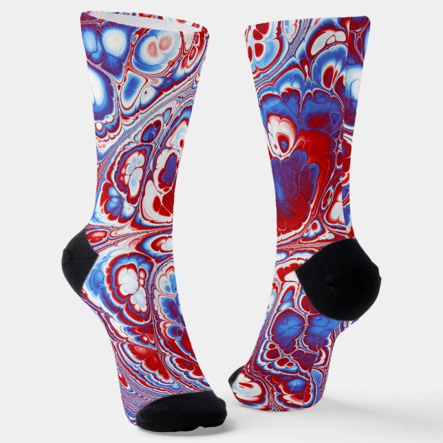 Patriotischer Marmor-Fluss Abstract Socken (Gewinkelt)