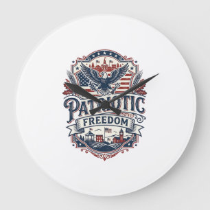 Patriotischer Midwest-Kleinstadt-Stolz Vektorgrafi Große Wanduhr