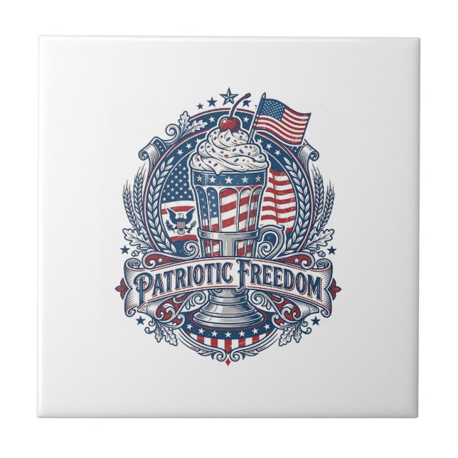 Patriotischer Milchshake Americana Fliese (Vorderseite)