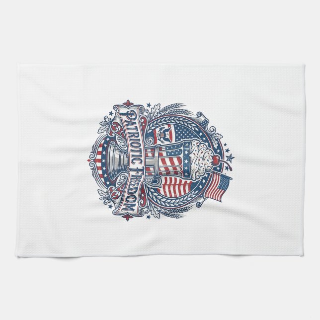 Patriotischer Milchshake Americana Geschirrtuch (Horizontal)