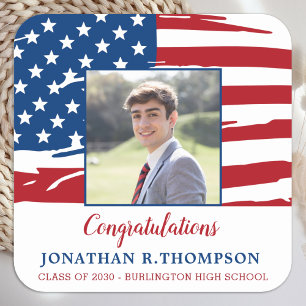 Patriotischer Militär-Amerikanischer Flaggenstaat- Quadratischer Aufkleber