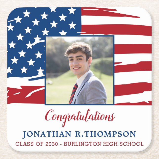 Patriotischer Militär-Amerikanischer Flaggenstaat- Rechteckiger Pappuntersetzer (Vorderseite)