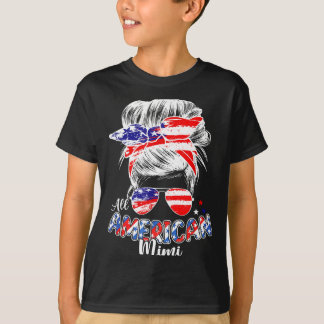 Patriotischer Mimi 4. Juli unordentlicher Dutt-Haa T-Shirt
