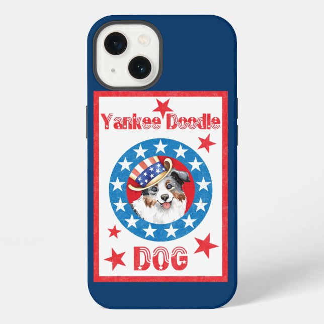 Patriotischer Mini American Shepherd iPhone Hülle (Rückseite)