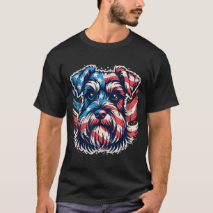 Patriotischer Miniature Schnauzer Amerikanische Fl T-Shirt