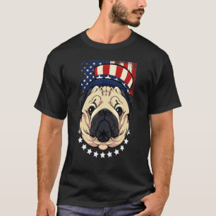 Patriotischer Mops 4. Juli Niedlicher Hund Amerika T-Shirt