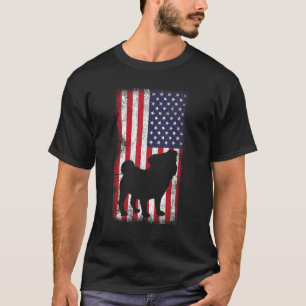 Patriotischer Mops Amerikanischer Flaggen Hund Fam T-Shirt