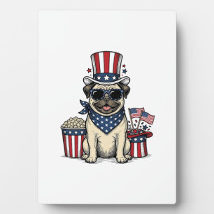 Patriotischer Mops Vintage Gravur Hundeshirt Desig Fotoplatte