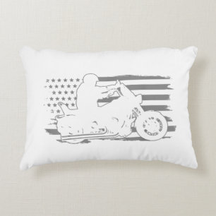 Patriotischer Motorrad-Vintage-Amerikanischer-Flag Dekokissen