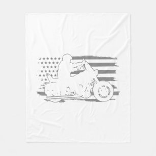 Patriotischer Motorrad-Vintage-Amerikanischer-Flag Fleecedecke