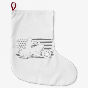 Patriotischer Motorrad-Vintage-Amerikanischer-Flag Großer Weihnachtsstrumpf