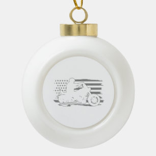 Patriotischer Motorrad-Vintage-Amerikanischer-Flag Keramik Kugel-Ornament