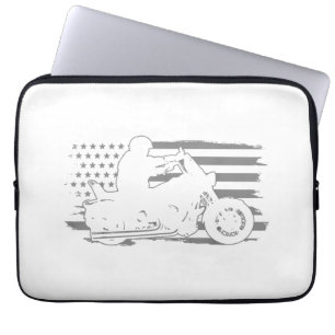 Patriotischer Motorrad-Vintage-Amerikanischer-Flag Laptopschutzhülle