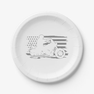 Patriotischer Motorrad-Vintage-Amerikanischer-Flag Pappteller