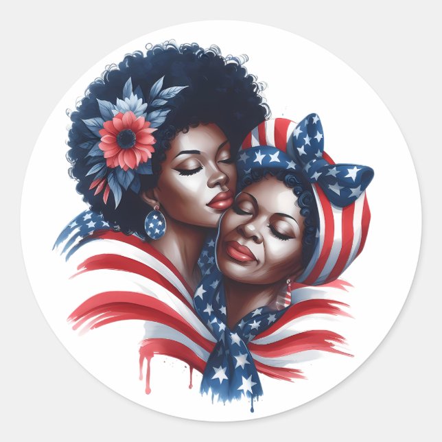 Patriotischer Muttertag Runder Aufkleber (Vorderseite)