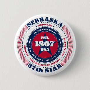 Patriotischer Nebraska-Kreis mit Staat-Details Button