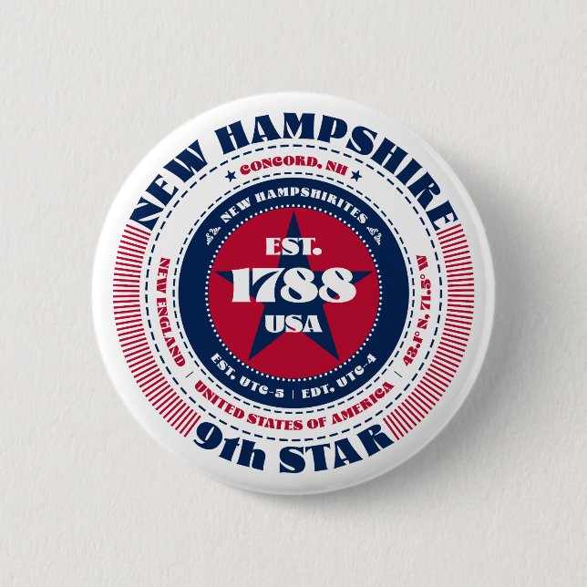 Patriotischer New Hampshire Circle mit Staat Detai Button (Vorderseite)