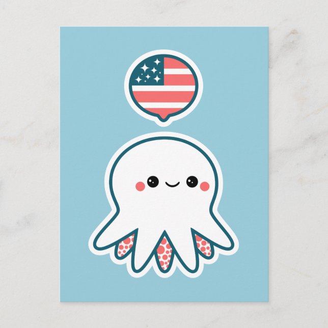 Patriotischer Oktopus Postkarte (Vorderseite)