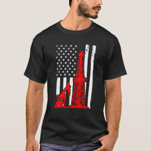 Patriotischer Ölfeldarbeiter Ölbohrung Amerikanisc T-Shirt