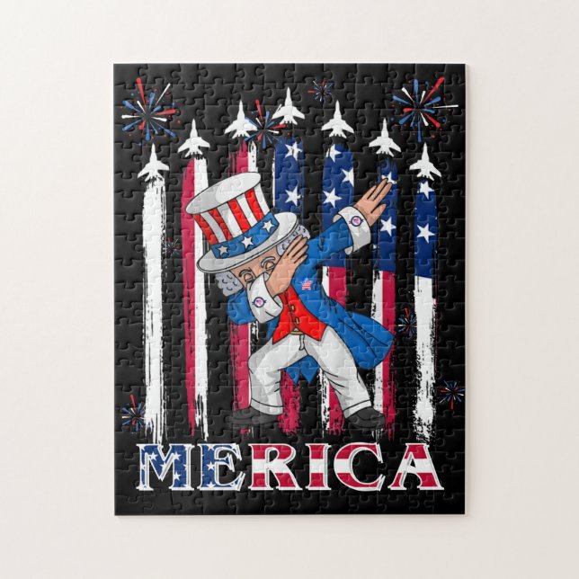 Patriotischer Onkel Sam Dabbing 4. Juli Puzzle (Vertikal)