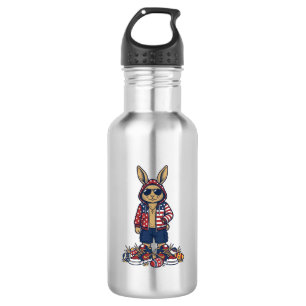 Patriotischer Osterhase Vintage Vector Shirt_1 Edelstahlflasche