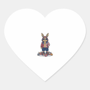 Patriotischer Osterhase Vintage Vector Shirt_1 Herz-Aufkleber