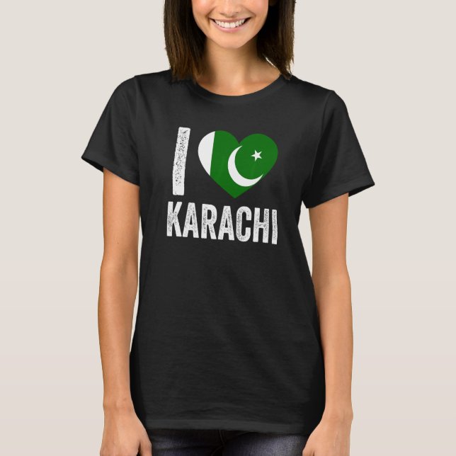 Patriotischer pakistanischer Pakistan-Flagge Ich l T-Shirt (Vorderseite)