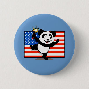 Patriotischer Panda mit amerikanischer Flagge Button