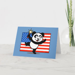 Patriotischer Panda mit amerikanischer Flagge Karte