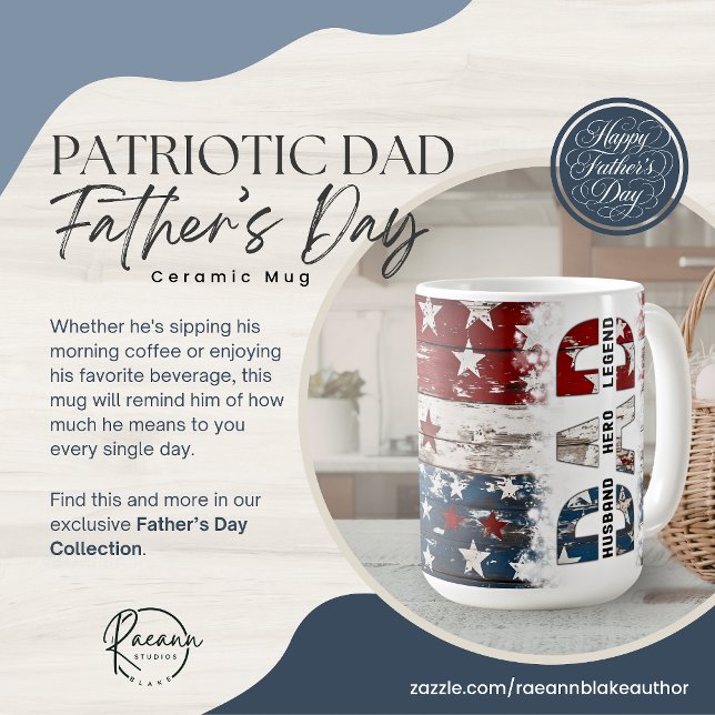 Patriotischer Papa Vatertag Keramikbecher Kaffeetasse (Von Creator hochgeladen)