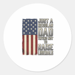 Patriotischer Papa Vintage-Flagge-Zitat-Shirt-Desi Runder Aufkleber