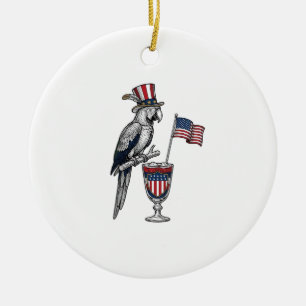 Patriotischer Papagei Cocktail Vintage Vektor Desi Keramik Ornament