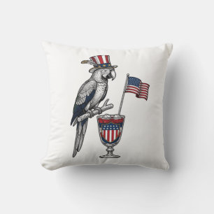 Patriotischer Papagei Cocktail Vintage Vektor Desi Kissen