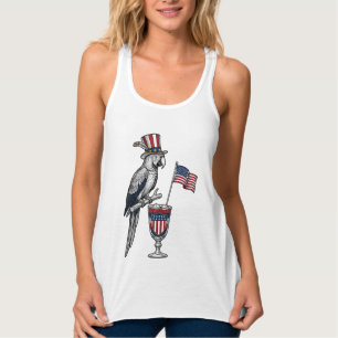 Patriotischer Papagei Cocktail Vintage Vektor Desi Tank Top