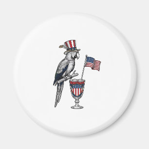 Patriotischer Papagei-Cocktail Vintage-Vektordesig Magnet