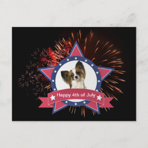 Patriotischer Papillon-Hund 4. Juli Postkarte