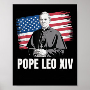 Patriotischer Papst Leo Xiv Katholische Amerikanis Poster