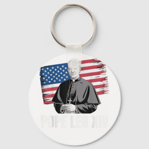 Patriotischer Papst Leo Xiv Katholische Amerikanis Schlüsselanhänger