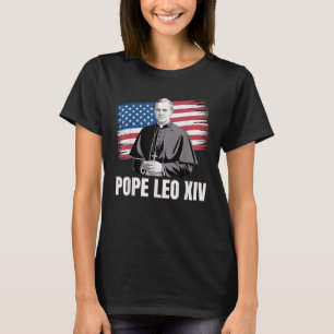 Patriotischer Papst Leo Xiv Katholische Amerikanis T-Shirt