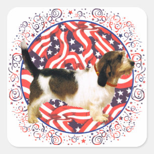Patriotischer Petit Basset Griffon Vendeen Quadratischer Aufkleber