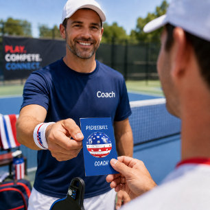PATRIOTISCHER Pickleball-Trainer Rot Weiß Blau Ges Visitenkarte