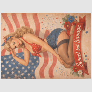 Patriotischer Pin Up Dekor | Vintage Amerika Retro Seidenpapier